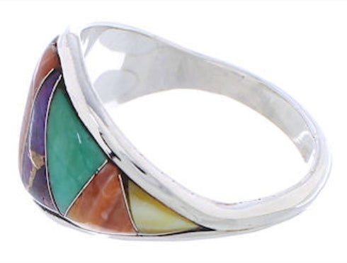 Southwest Ring Multicolor Sterling Silver Jewelry Size 8-3/4 EX22432